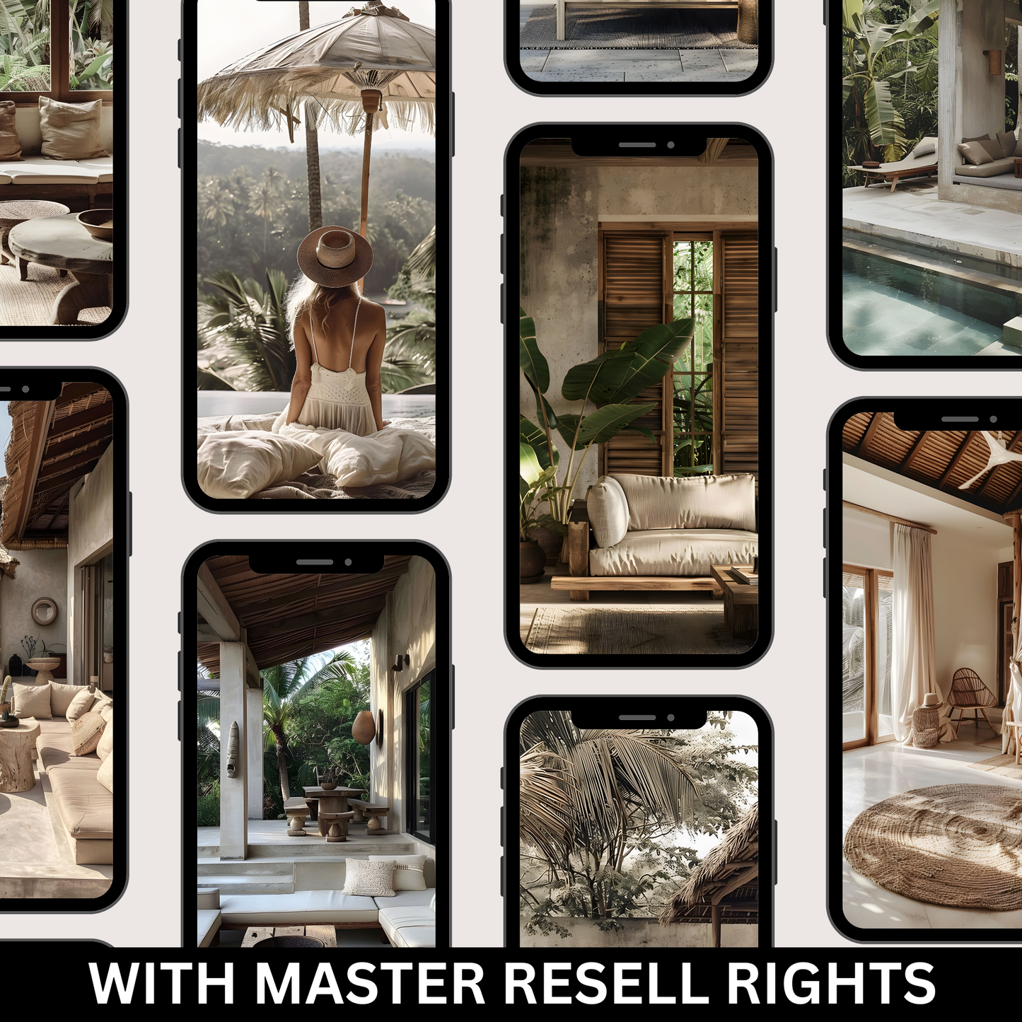 50 Tropical Bali Vibes Stock Photos with Master Resell Rights