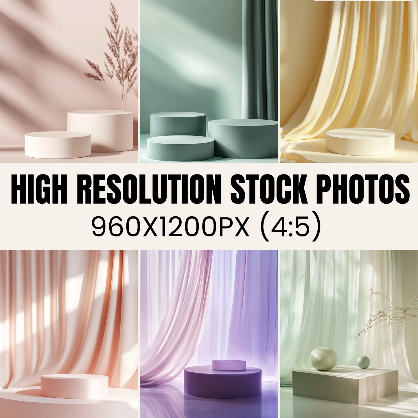 250 Pastel Product Mockup Stock Photos with Master Resell Rights
