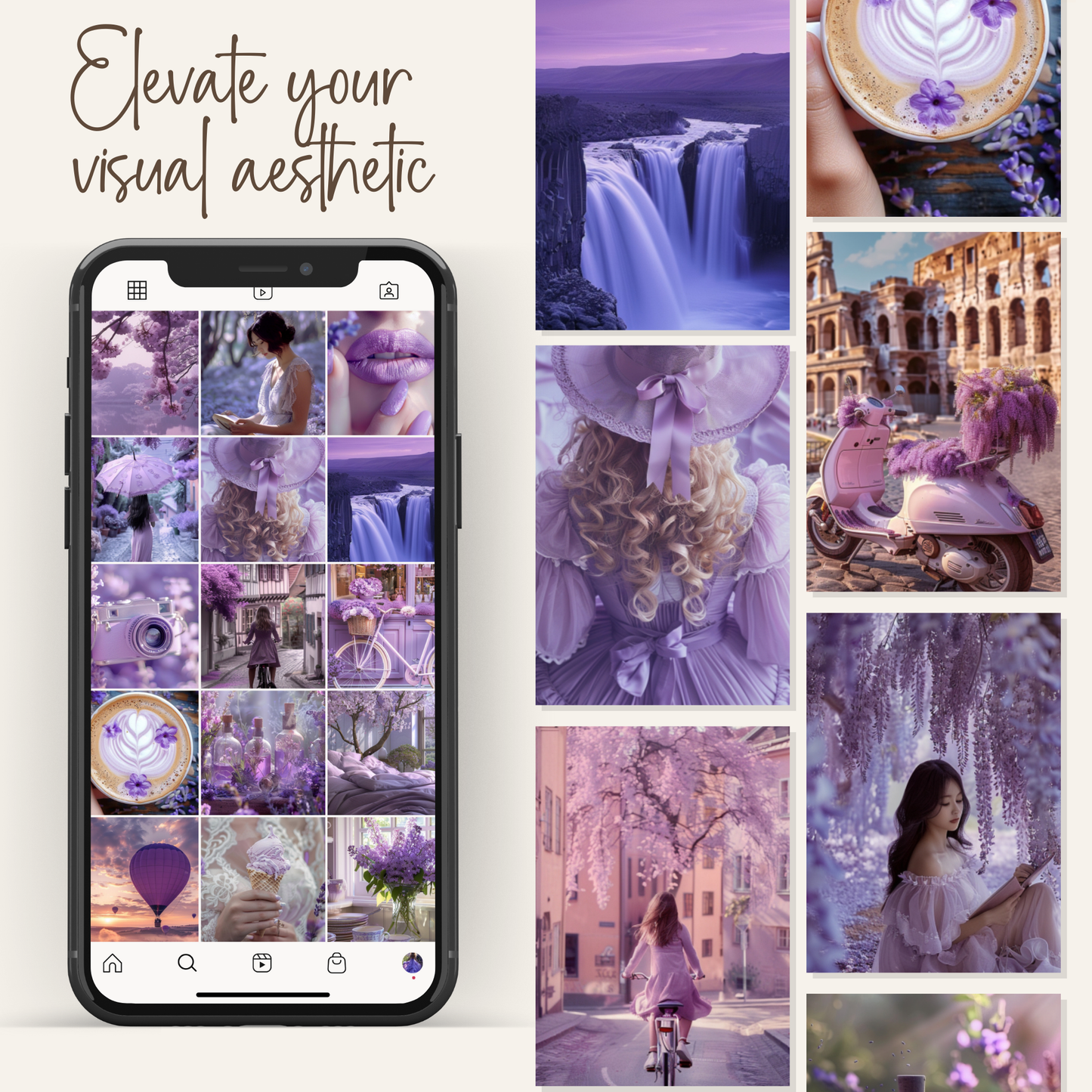 100 Purple Elegance Stock Photos with Master Resell Rights