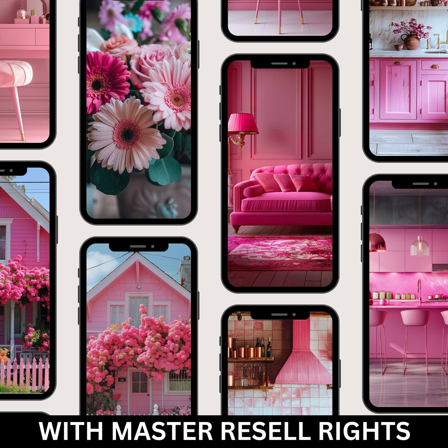100 Pretty in Pink Stock Photos with Master Resell Rights