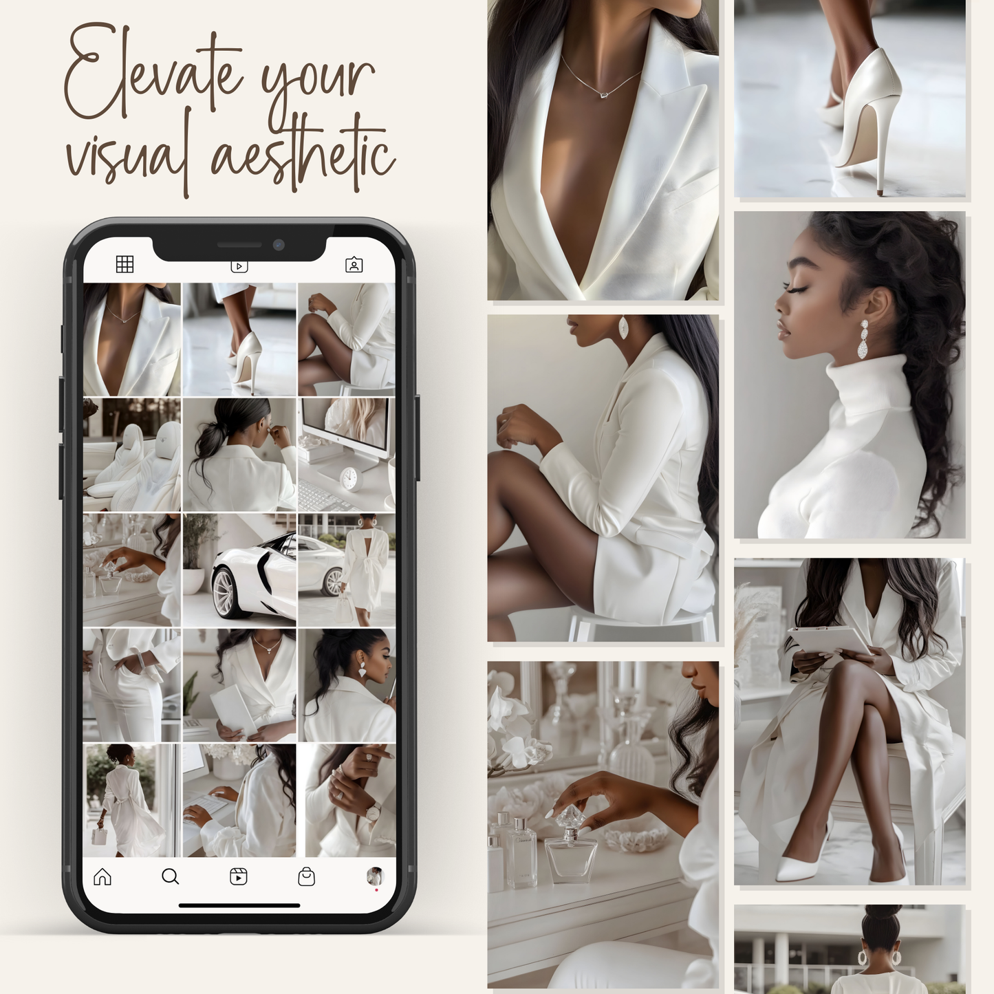 50 Melanin Girl Boss in White Stock Photos with Master Resell Rights
