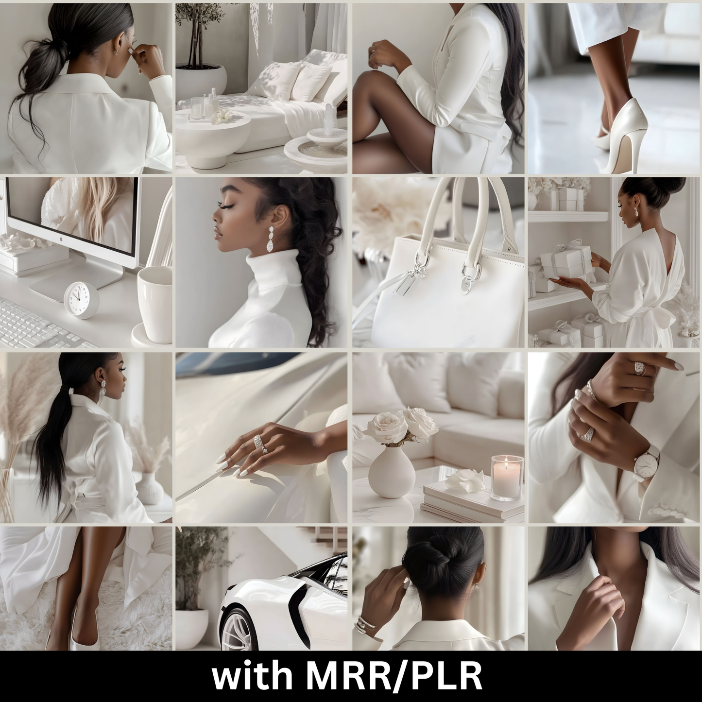 50 Melanin Girl Boss in White Stock Photos with Master Resell Rights