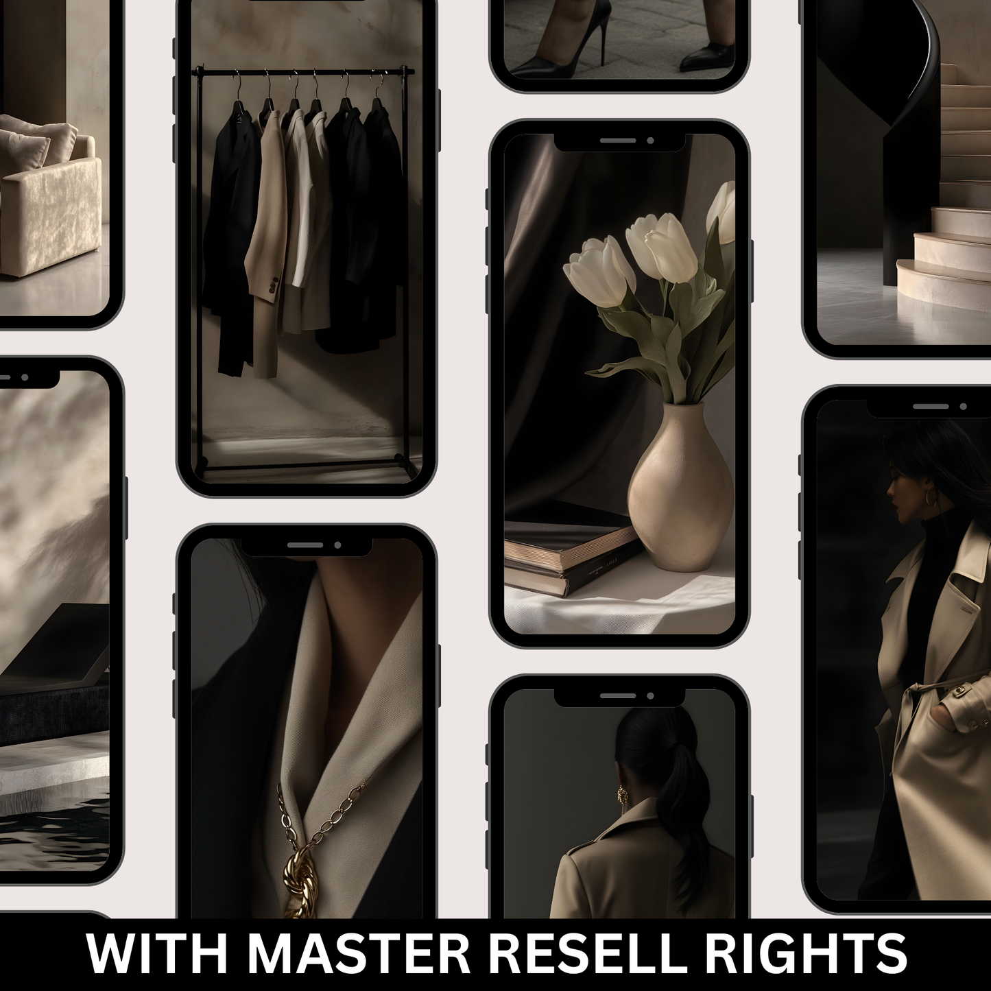 50 Girl Boss in Dark Aesthetic Stock Photos with Master Resell Rights