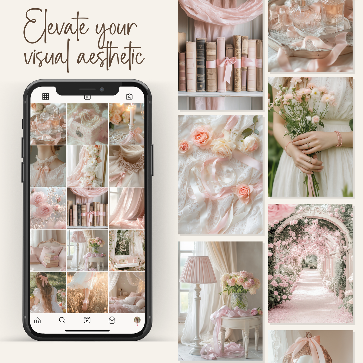 50 Soft Pink Coquette Stock Photos with Master Resell Rights