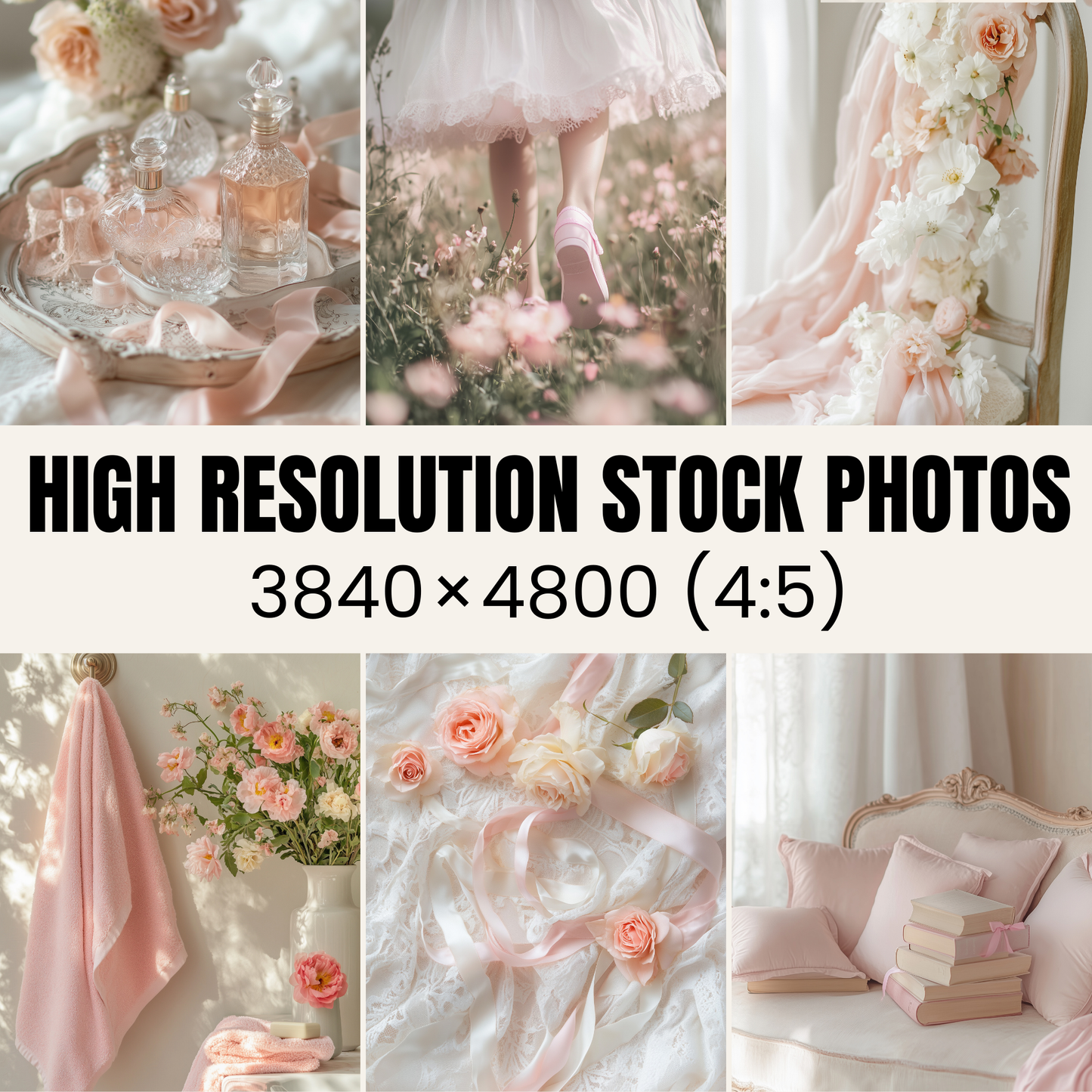 50 Soft Pink Coquette Stock Photos with Master Resell Rights