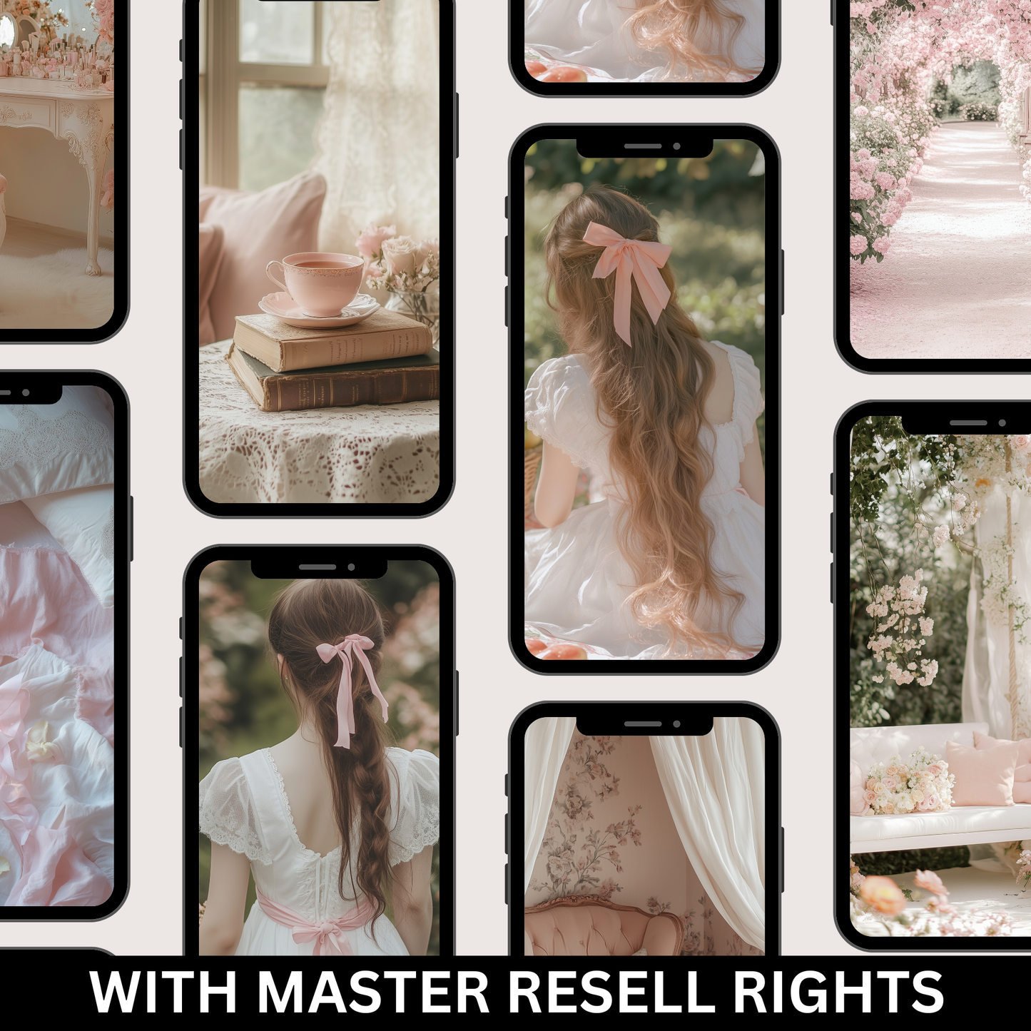 50 Soft Pink Coquette Stock Photos with Master Resell Rights