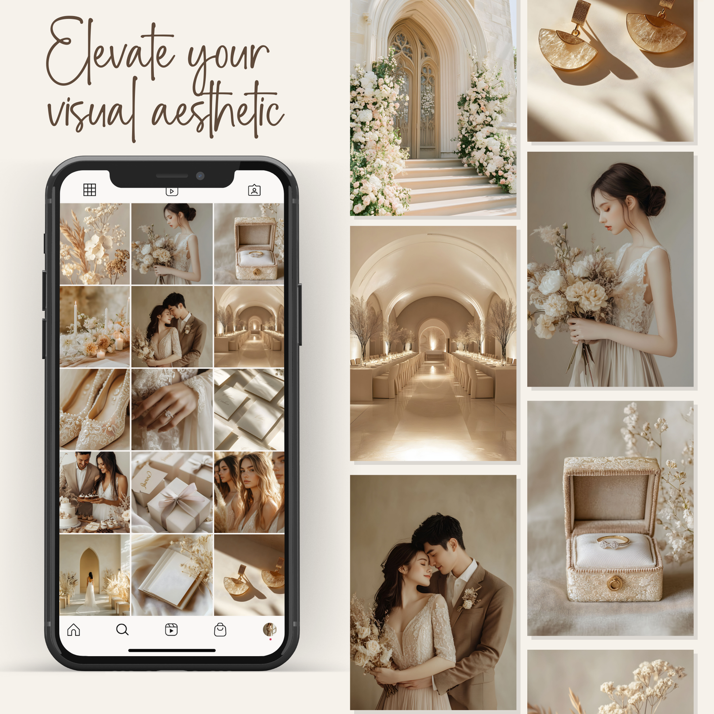 50 Beige Wedding Stock Photos with Master Resell Rights