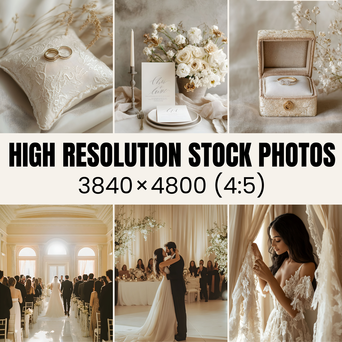 50 Beige Wedding Stock Photos with Master Resell Rights