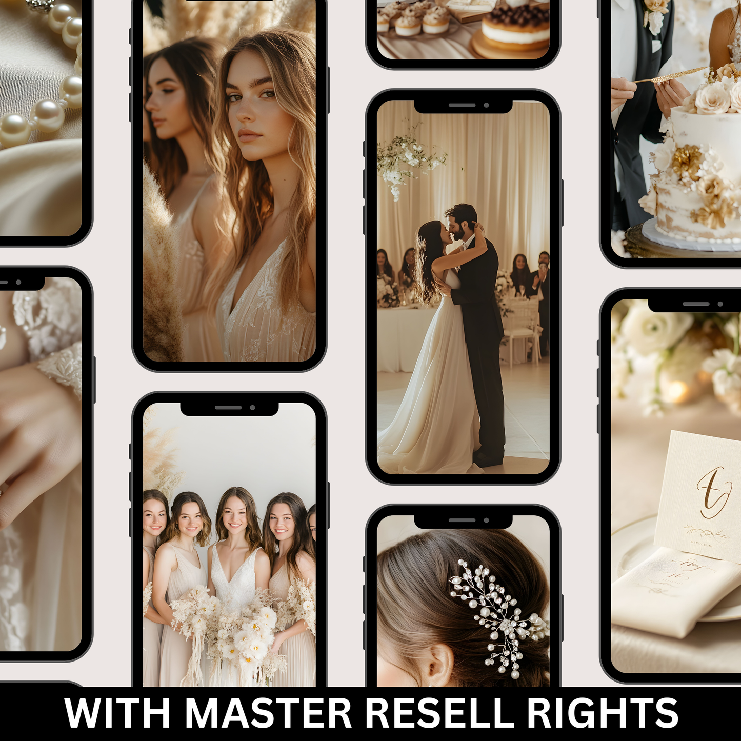 50 Beige Wedding Stock Photos with Master Resell Rights