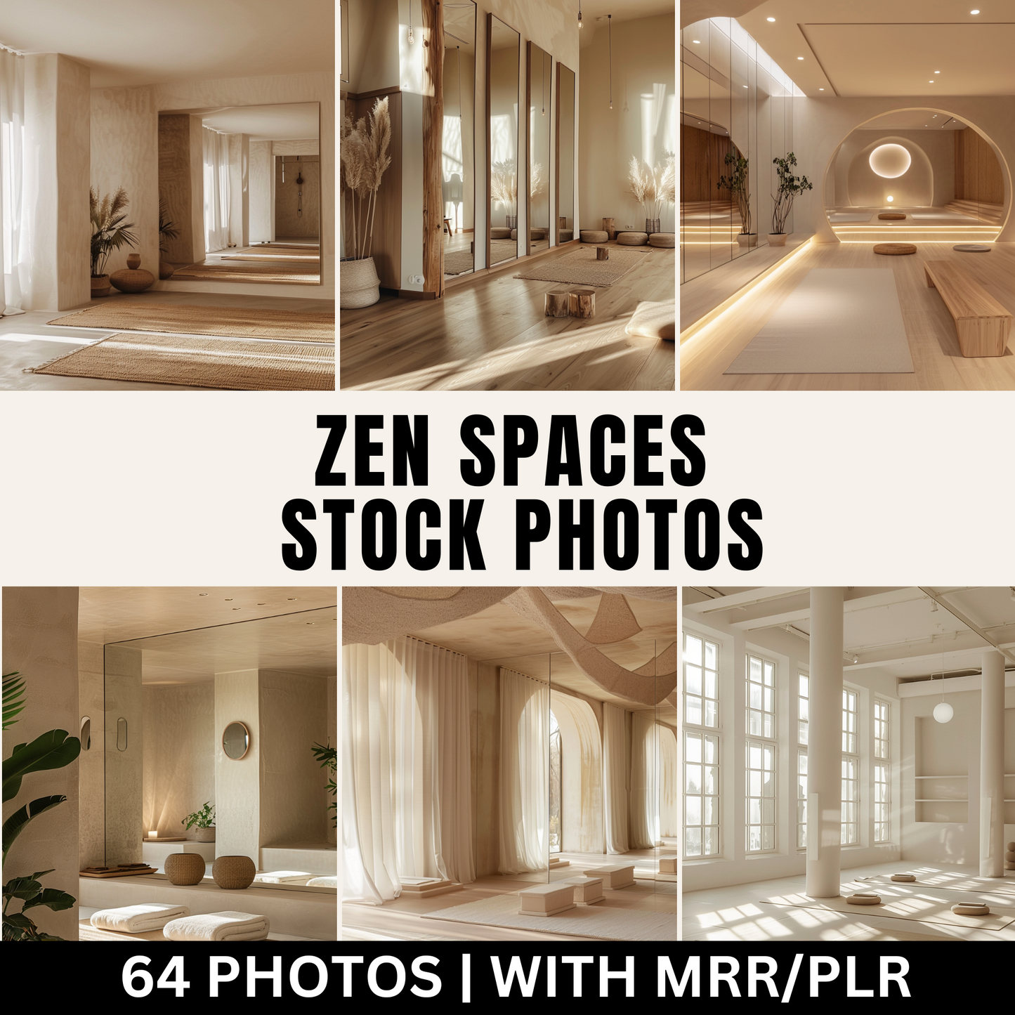 64 Zen Spaces: Yoga Studio and Meditation Room Stock Photos with Master Resell Rights