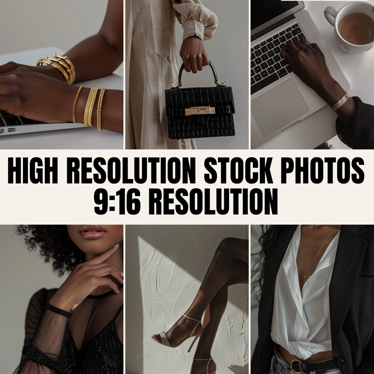 50 Melanin Faceless Marketing Stock Photos with Master Resell Rights
