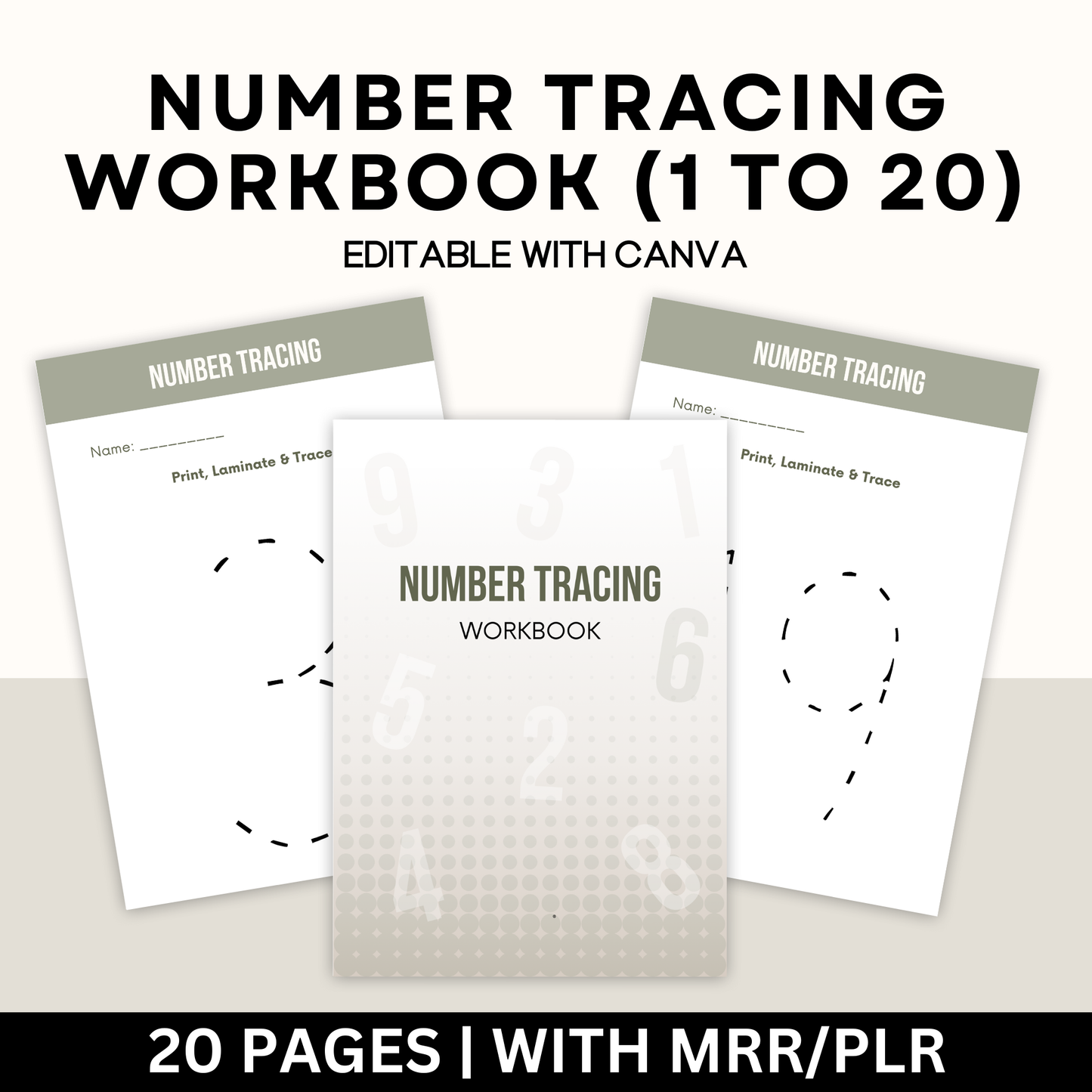 Number Tracing Workbook 1-20 with Master Resell Rights