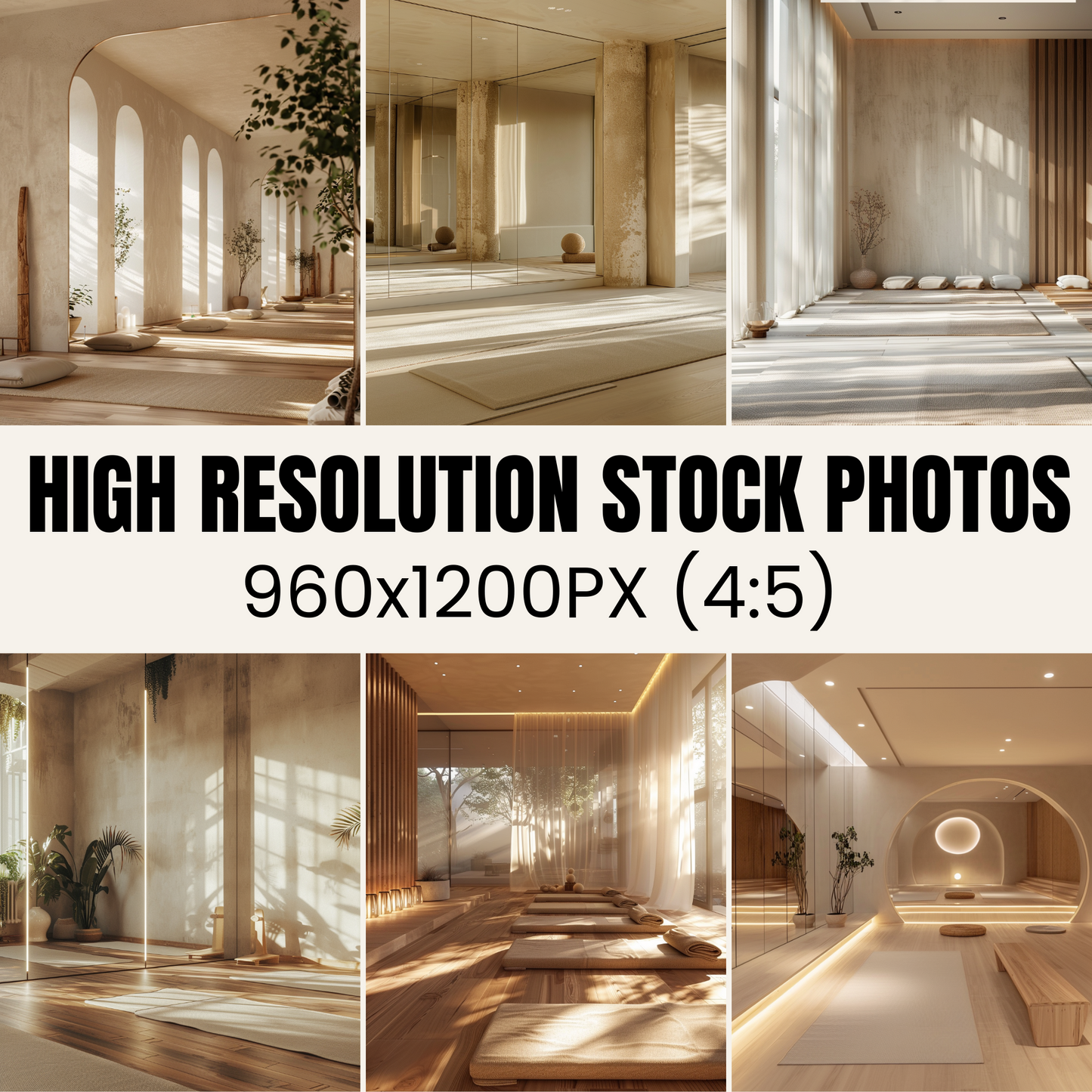 64 Zen Spaces: Yoga Studio and Meditation Room Stock Photos with Master Resell Rights