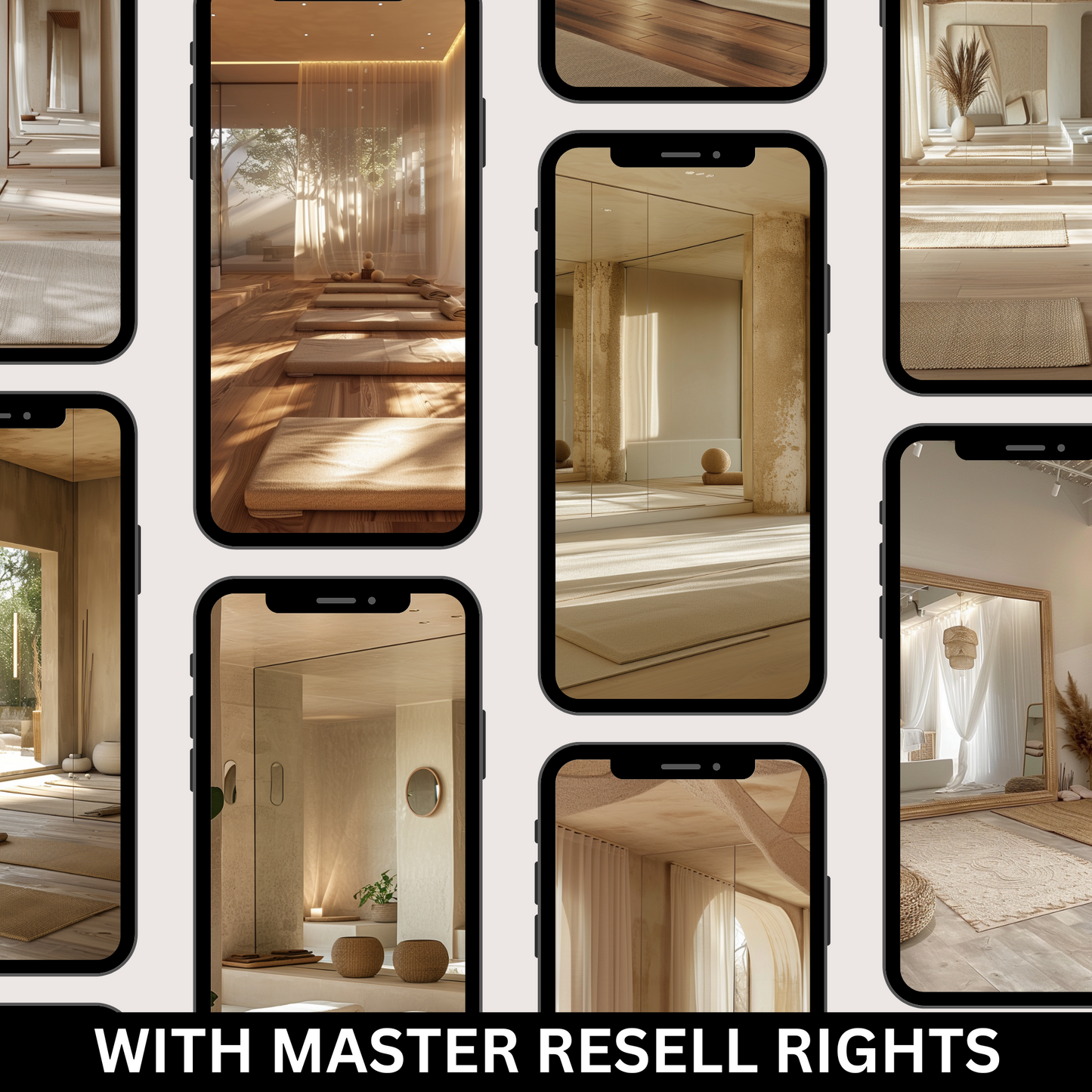 64 Zen Spaces: Yoga Studio and Meditation Room Stock Photos with Master Resell Rights