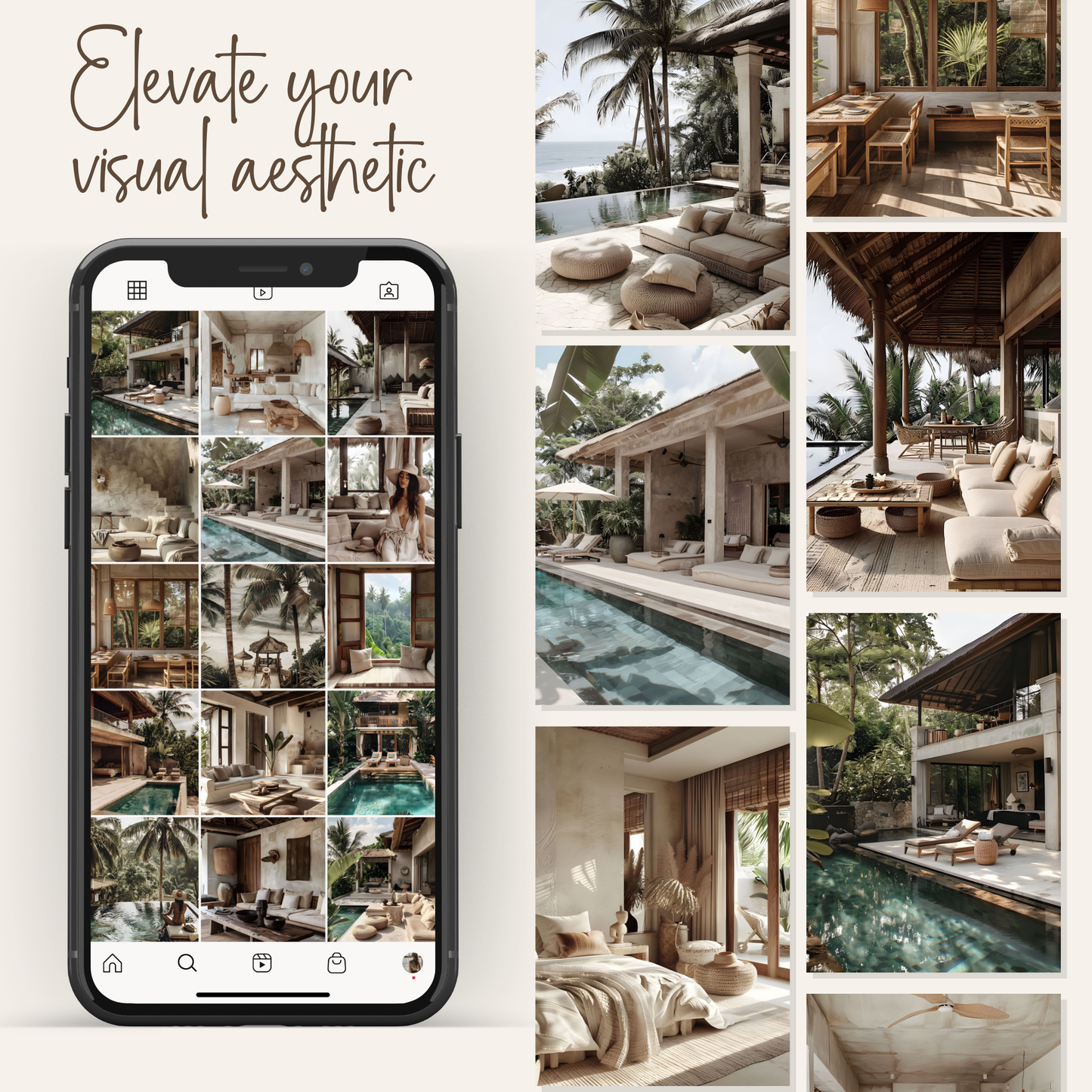 50 Tropical Bali Vibes Stock Photos with Master Resell Rights