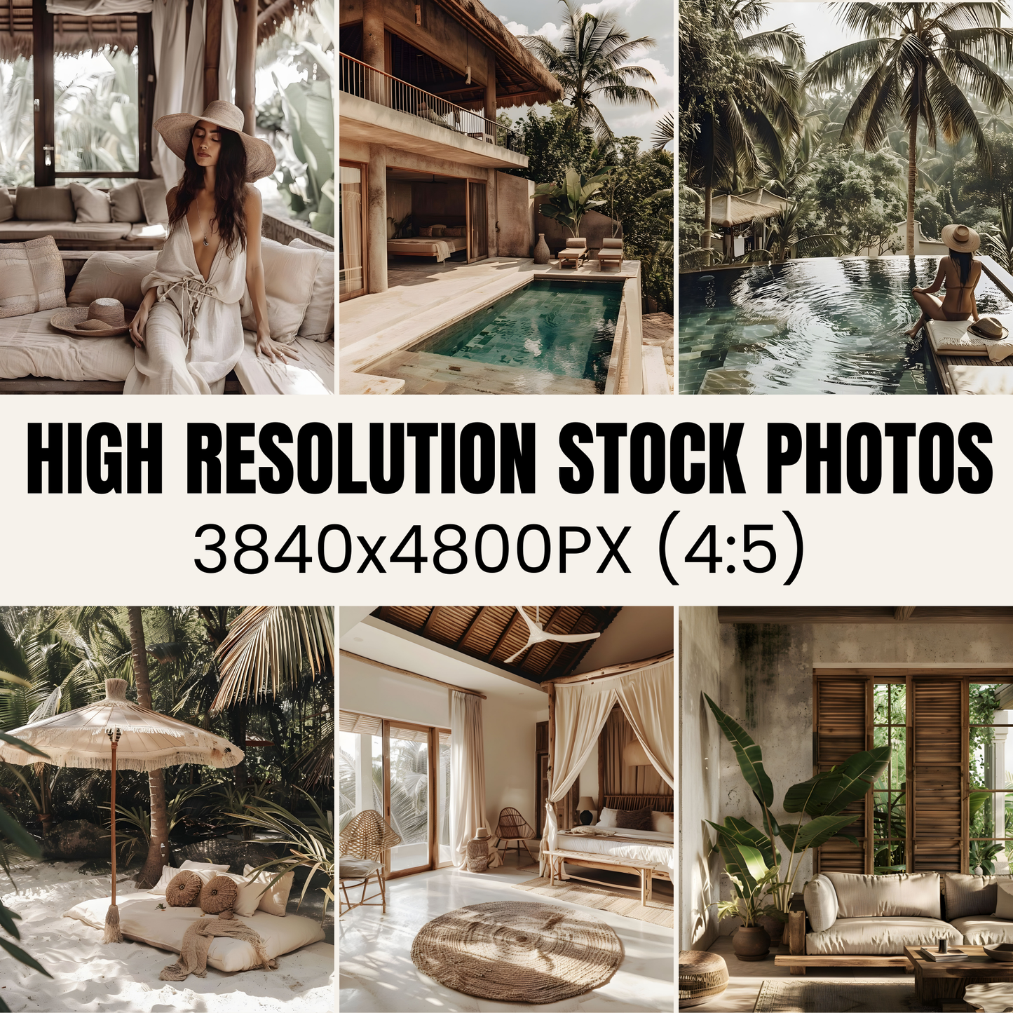 50 Tropical Bali Vibes Stock Photos with Master Resell Rights