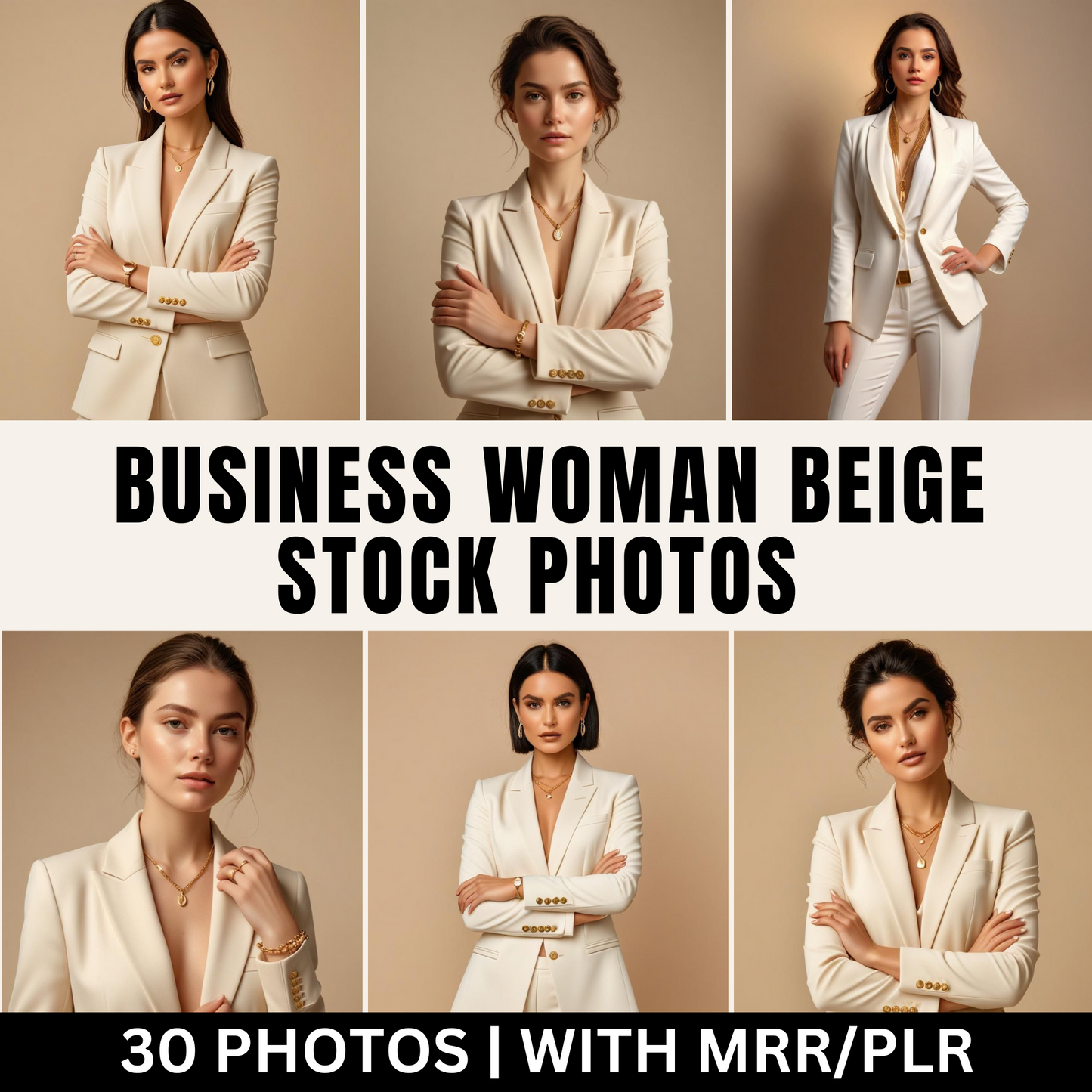 Beige Business Woman Stock Photos with Master Resell Rights
