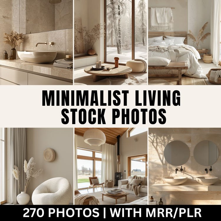 270 Minimalist Living: Home and Office Stock Photos with Master Resell Rights