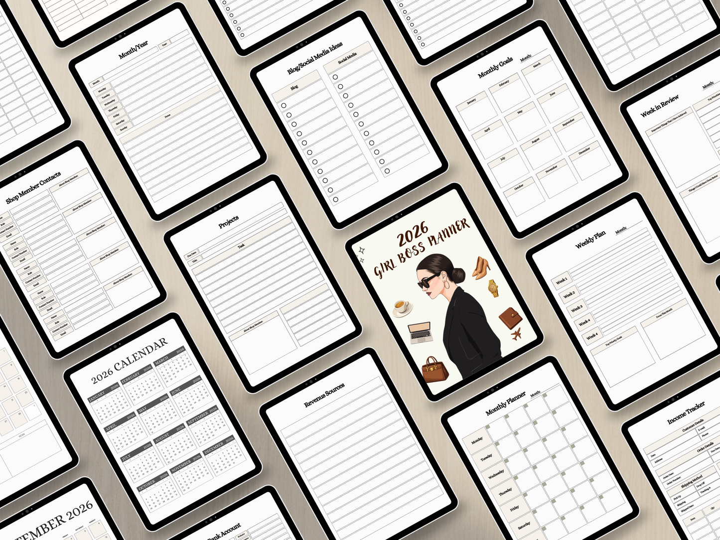 2026 Girl Boss Planner (Editable in Canva with Master Resell Rights)