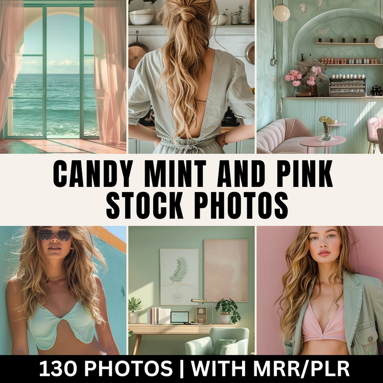 130 Candy Mint and Pink Stock Photos with Master Resell Rights