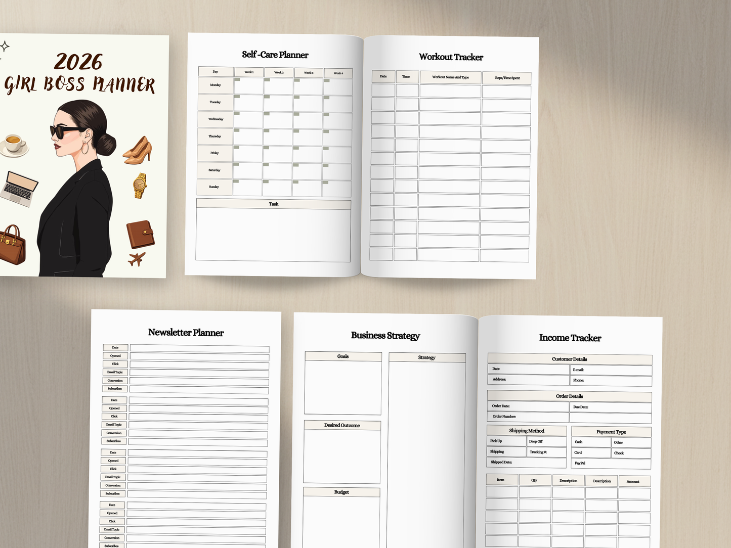 2026 Girl Boss Planner (Editable in Canva with Master Resell Rights)