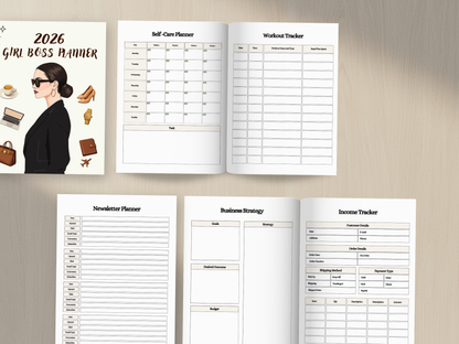 2026 Girl Boss Planner (Editable in Canva with Master Resell Rights)