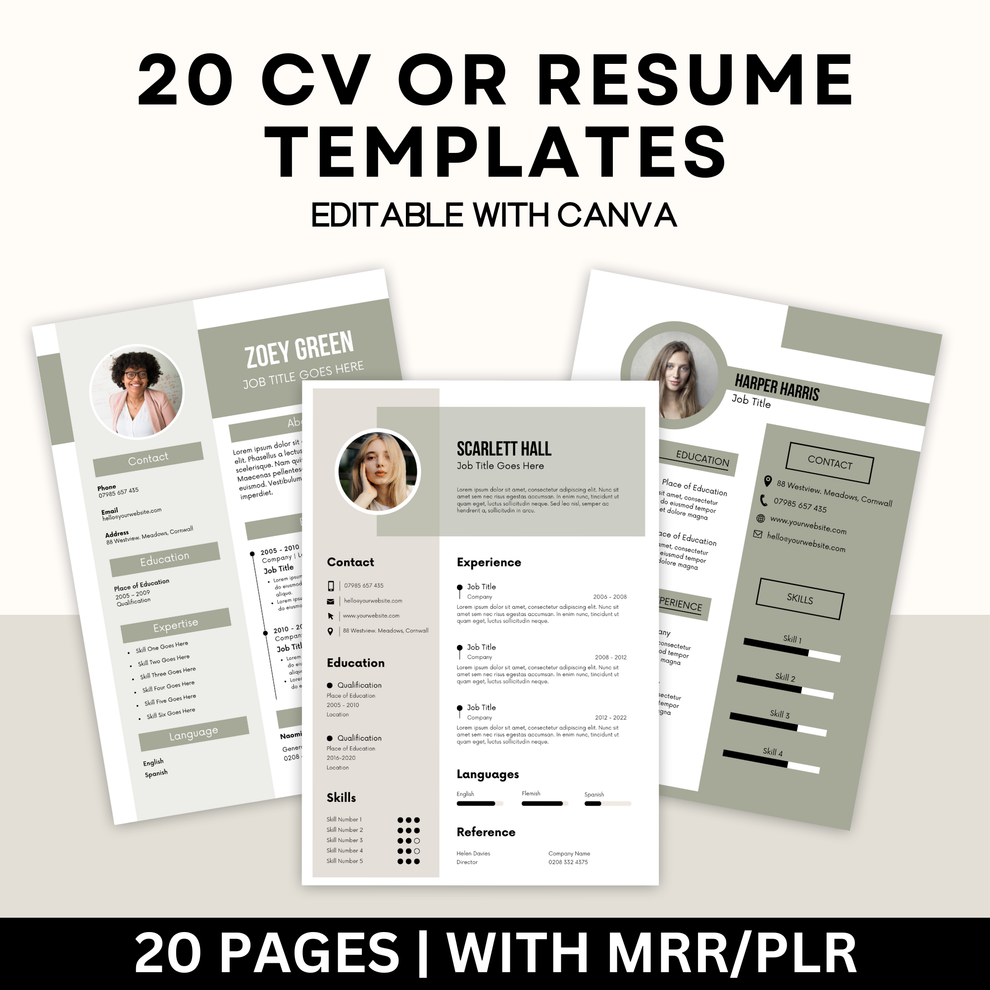 20 CV Templates with Master Resell Rights – digitalfaves